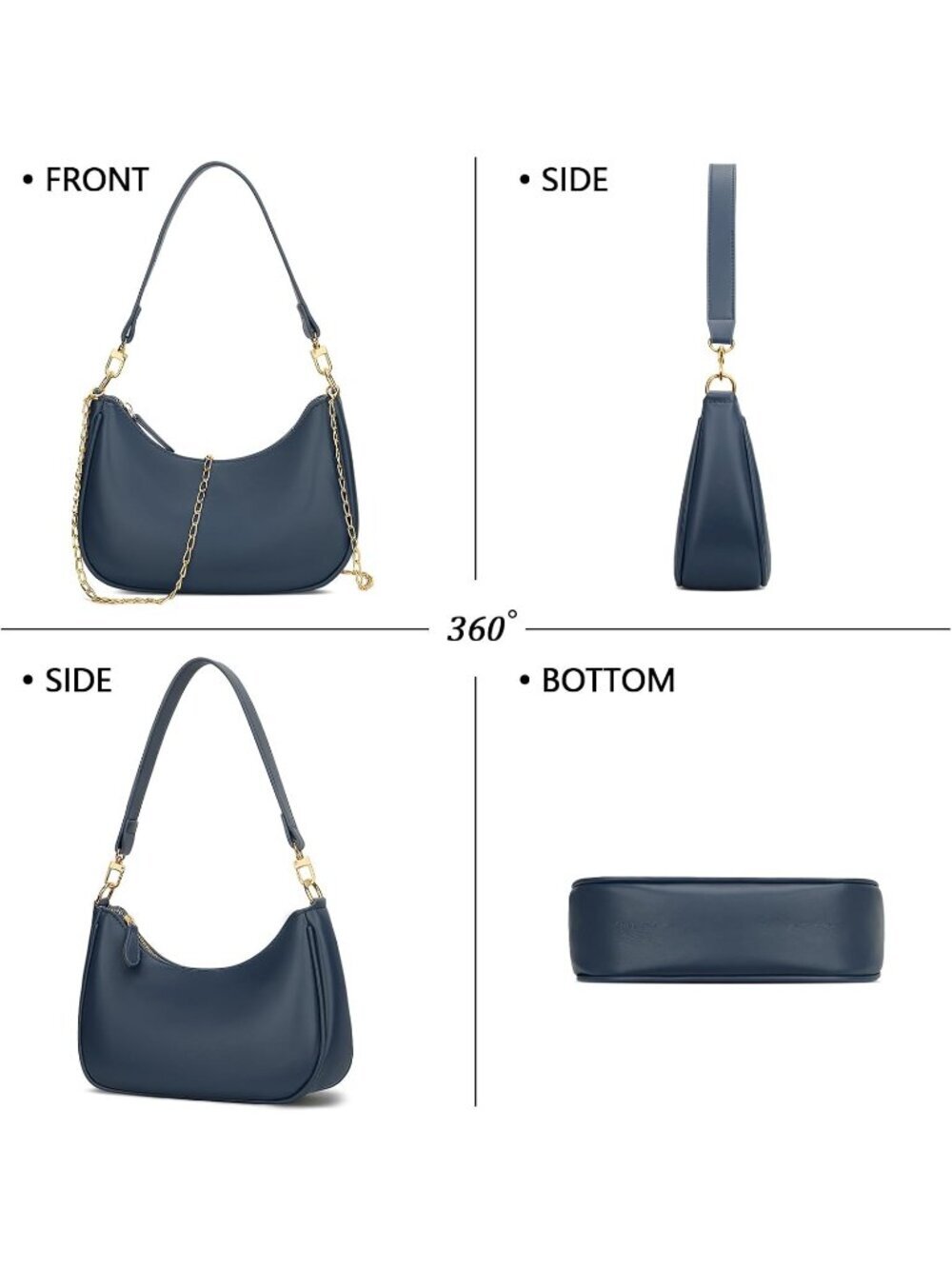 Women's Bag Blue Leather Cute Hobo Shoulder Handbags Retro Clutch Stylish Purse - Picture 5 of 6
